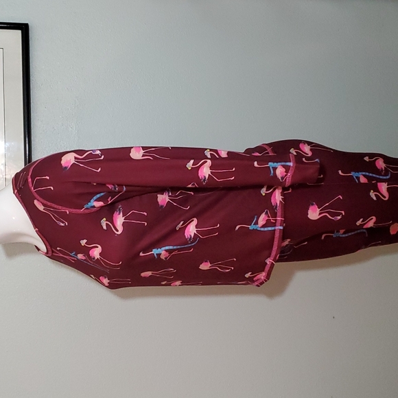 JUSTICE SLEEP 2-Piece Maroon w/Pink Flamingos. Flame Resistant. NWOT. Sz 14 - Picture 4 of 11
